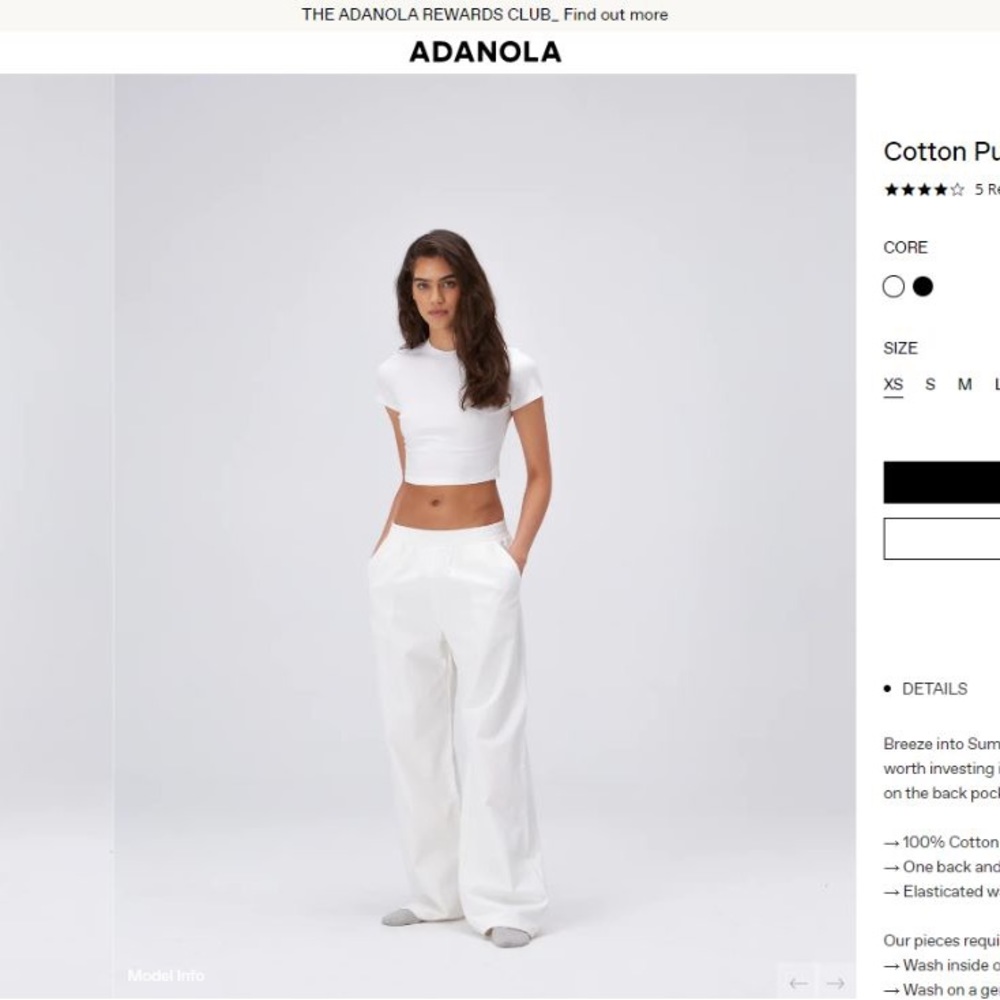 ADANOLA COTTON PULL ON PANTS WHITE XS